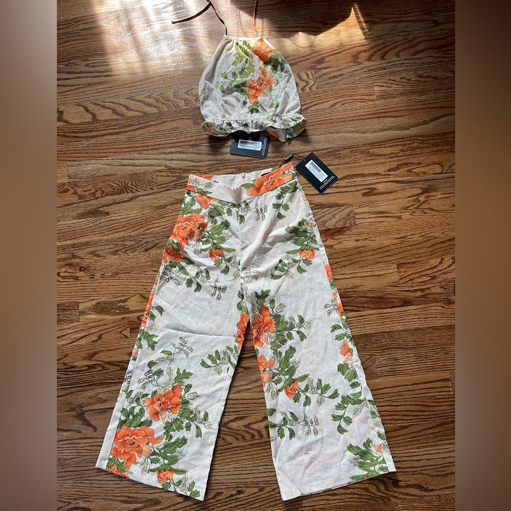 Pretty Little Thing Summer Two Piece Set! Orange Floral Summer set 🍊